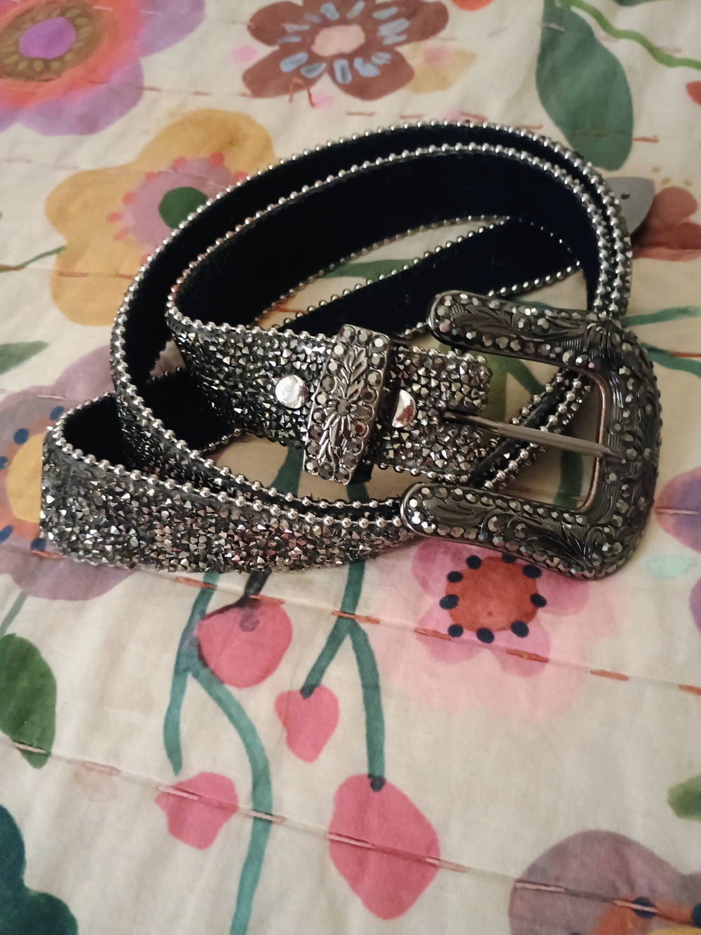 Embellished Silver Crystal Western Belt